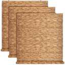 DoubleFill 3 Pcs Bamboo Shades Outdoor Reed Roll Up Blinds 48" W x 72" H Blackout Sunshade Cordless Bamboo Blinds for Home Porch, Patio & Windows Decor Shutters Sunlight Privacy Screen(Carbon Brown)