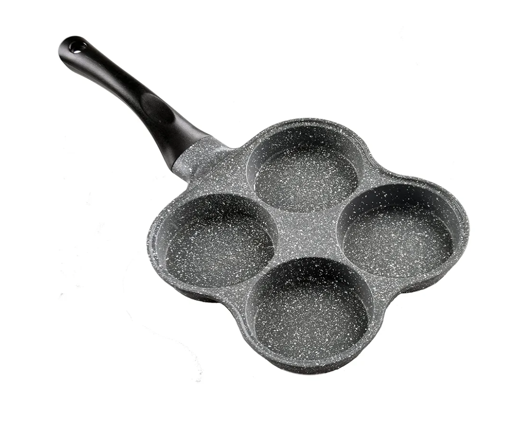 Buecmue Rustless Egg Frying Pan | 4-Cup Nonstick Easy Clean Egg Cooker Omelet Pan For Breakfast Swedish Pancake, Plett, Crepe Pan Gas Stove and Other Stoves Cookware