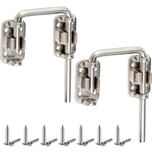 Hicarer 2 Pcs Nickel Patio Sliding Door Loop Lock 2 in. U-Shaped Latch Hook Locks Home Safety Lock for Sliding Doors, Windows, Barns, Gardens, Screens