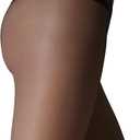 MARILYN Erotic Silicone Lace Band Low Waist Hipster 15 Denier Vita Bassa European Pantyhose (Black, L)