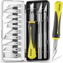 DIYSELF 16-Piece Craft Knife Set, Exacto Knife Set, 3-Piece Hobby Knife with 10-Piece Exacto Knife Blades, Precision Art Knife for Pumpkin Carving, Modeling, Exactly Knife, Pumpkin Carving Tools (Yellow)