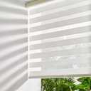 Persilux Cordless Zebra Shades (47" W X 72" H, Cream) Free-Stop Window Shades Dual Layer Light Control for Day and Night, Light Filtering Sheer Blinds for Windows, Easy to Install