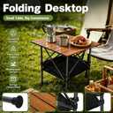 19.7"L x 20.9"W Folding Camping Table with Adjustable Height Brown | 19.69-31.5 Adjustable Height Portable Table for Camping Outdoor Party