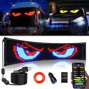 KJOY Huge Bright Devil Eyes LED Light for Car23''x5'' Flexible Digital Scrolling LED DisplayBluetooth APP Control Custom Text Pattern Animation LED Store Sign for Car Business Hotel School 1pcs KJOY Huge Bright Devil Eyes LED Light for Car23''x5'' Flexible Digital Scrolling LED DisplayBluetooth APP Control Custom Text Pattern Animation LED Store Sign for Car Business Hotel School 1pcs