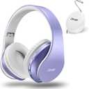 ZIHNIC Bluetooth Headphones Over-Ear, Foldable Wireless and Wired Stereo Headset Micro SD/TF, FM for Cell Phone,PC,Soft Earmuffs &Light Weight for Prolonged Wearing (Purple)