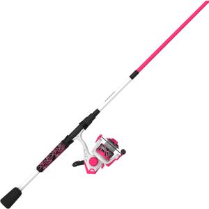 Zebco Roam Spinning Reel and Fishing Rod Combo, Fiberglass Rod, Split ComfortGrip Handle, Soft-Touch Handle Knob, Reversible Retrievee (Size 30 Reel, Prism Pink)