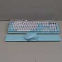 Wireless Keyboard and Mouse Combo, Full-Size Retro Typewriter Keyboard with Detachable Wrist Rest, Round Keycaps, Sleep Mode & Tilt Legs, 2.4GHz Cordless Connection for Windows/PC (Robin Egg Blue)