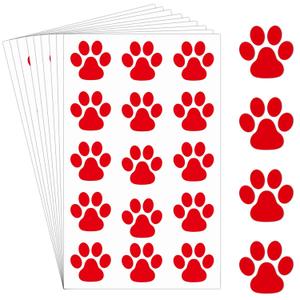 Harloon 20 Sheets 300 Pcs Paw Print Tattoos Temporary Paw Print Face Tattoos Dog Stickers Removable for Cheer Patrol Women Body Arm Foot(Red)