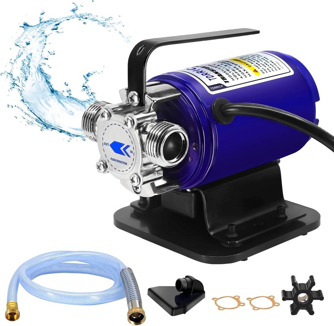 Water Transfer 115V 1/10HP Electric Utility Pump with Inline Hose Kit,330GPH Portable Pool Drain Self Priming Pump for Removing Water from Garden,Hot Tub,Heater,Rain Barrel, Aquariums, etc