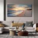 Ouzzlie Ocean Wall Art Blue Picture Art for Living Room, 48"L x 24"W