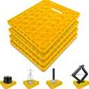 ROBLOCK Large RV Jack Stabilizer Pads,Sinking Resistant Stackable Camper Stabilizer Pads with Easy-Grip Handle and Handy Strap, Easy Storage & Organization, Yellow 4 Pack 14" x 12"