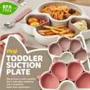 MEOW Dry Rose Divided Silicone Toddler Suction Plates Non-Slip Silicon Plate for Baby Led Weaning Supplies BPA Free Travel Non-Toxic Kids Tray with Suction