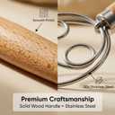 3 x Danish Dough Whisk for Bread Baking - Stainless Steel Sourdough Whisk with Ergonomic Wooden Handle - Ideal for Mixing Sourdough, Pizza, Pastry Dough & Batter