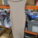 PRETTYGARDEN Women's Summer Bodycon Maxi Tube Dress Ribbed Strapless Side Slit Long Going Out Casual Elegant Party Dresses (Khaki, Small)