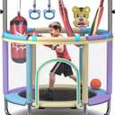 Trampoline for Kids 55inch Toddler Mini Small Trampoline Outdoor Indoor Basketball Hoop, Swing, Gift for Baby, Toddlers & Kids Ages 3-6