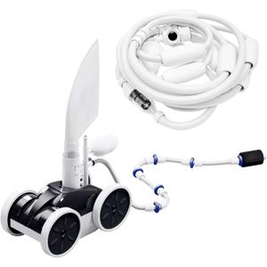 MAKHOON Upgrade Pool Pressure Side Sweeper: Professional Solution for Cleaning Your Swimming Pool (Four Wheels are Better Than Three) Need 1.5" Female Thread Pool Booster Pump Inlet, 4 Bar Pressure, White
