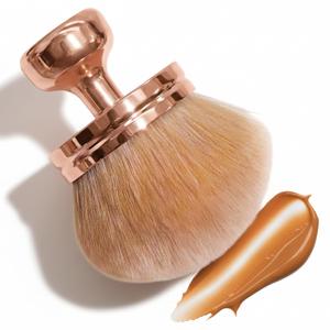 Kabuki Self Tanner Brush Round Dome Blending Brush for Face & Body, Palm-Grip Applicator for Smooth, Streak-Free Tan | Soft Synthetic Bristles, Washable & Reusable (Gold)