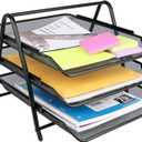 Greenco Letter Tray Desk Organizer, 3-Tier Mesh Paper Tray, Document, Letter, Office Paper Organizer, Black