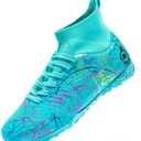 Boy Soccer Cleats Big Kids Soccer Shoes Professional Soccer Cleats Shoes,Unisex Soccer Sneakers for Little Kids Athletic (Cyan for Tf)