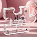 Gifts for Mom, Mom Birthday Gifts, Engraved Acrylic Block Puzzle Piece Plaque Decorations for Countertop, Mom Gifts from Daughter Son, Thoughtful Christmas Mother's Day Birthday Gifts for Mom