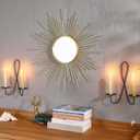 24'' Large Gold Sunburst Mirror, Metal Starburst Mirrors, Mid-Century Modern Sun Mirror Wall Decor for Living Room, Bedroom, Bathroom, Hallway, and Entryway