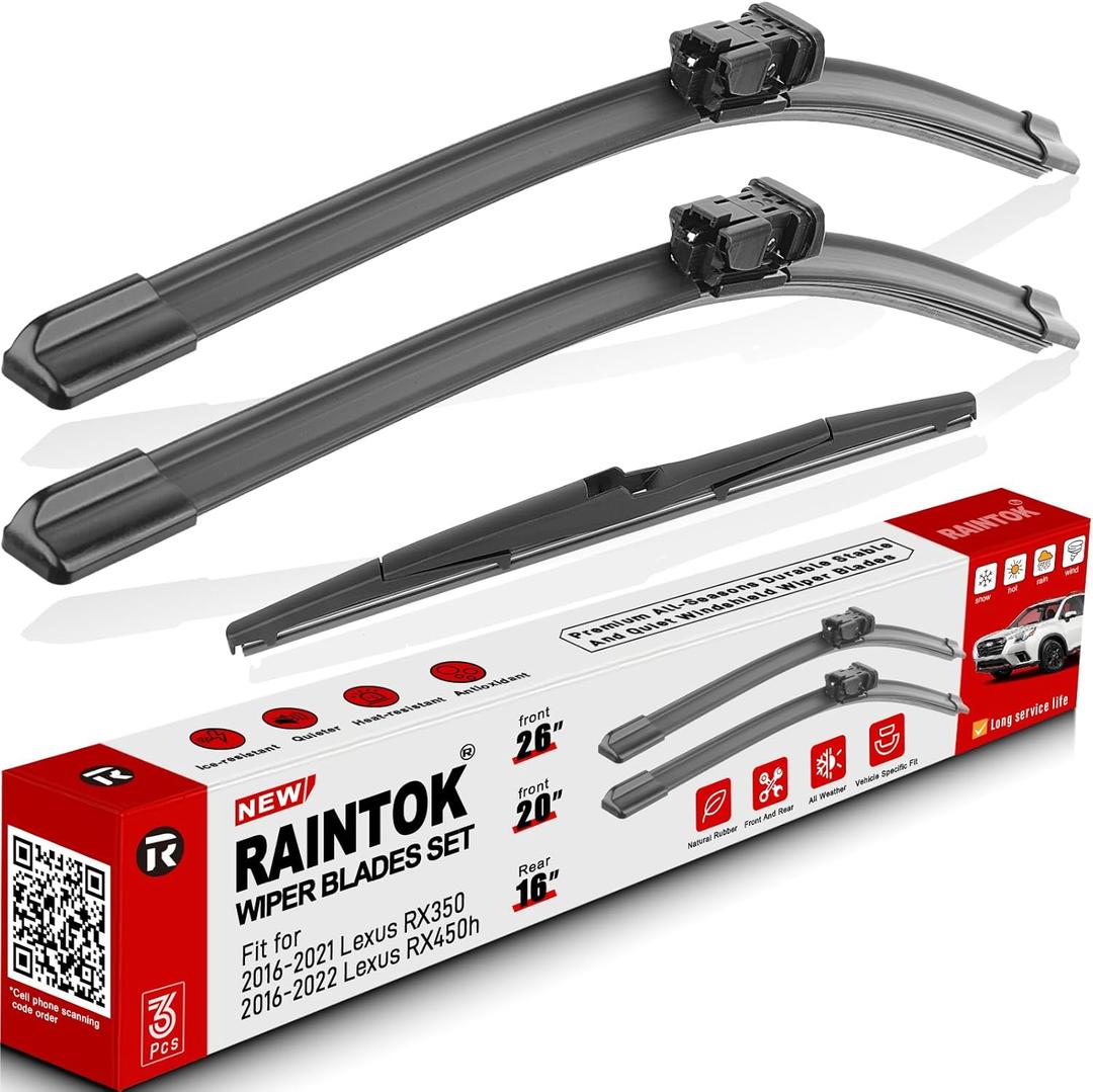 Windshield Wiper Blade Set Replacement for Lexus RX350 RX450h 2016 2017 2018 2019 2020 2021 Original Equipment Replacement Front Rear Windshield Wiper Blade-26"/20"/16" (Set of 3) Top Lock