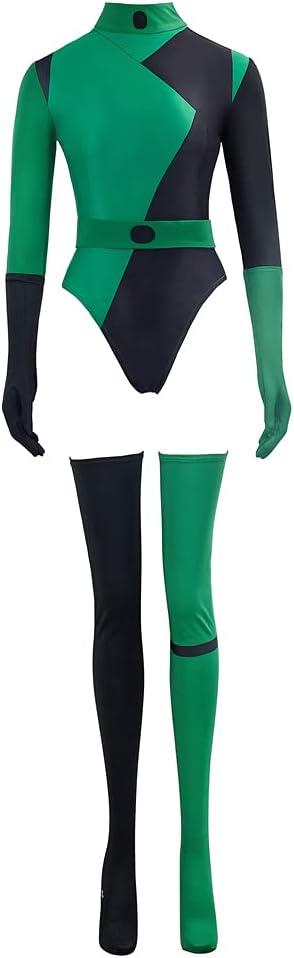 MelangCos Shego Cosplay Costume Sexy Bodysuit for Women Halloween Costumes (Medium, Green)