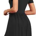 Women's 2026 Summer Short Sleeve Dresses Casual Loose Fit Swing T Shirt Dress V Neck Sundress with Pockets (Black, M)