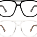 AMOMOMA 2 Pack Oversized Aviator Spring Hinge Reading Glasses for Women Men,Retro Blue Light Computer Reader Frame AM6081 