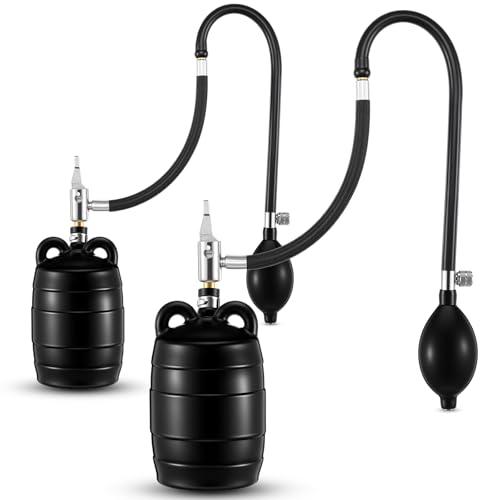 Nuanchu 2 Sets 3 Inch Test Plugs Inflatable Pipe Ball Plugs with Gas Tubes and Inflator Pumps, Black Rubber Pressure Test Balls for Toilet Drain Sewage Pipeline Inspection