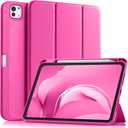 Akkerds for iPad Pro 11 Inch Case (M5/M4) 2025/2024 6th/5th Generation with Pencil Holder, for iPad Pro Case 11 Inch with Trifold Stand Protective Cover/Soft TPU Back, Auto Wake/Sleep, Rose