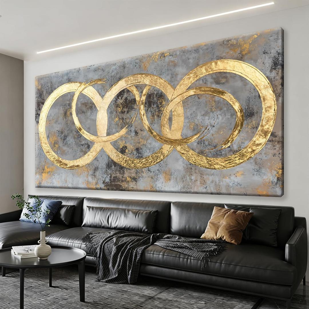 I@U Gold Large Wall Art Decor Modern Abstract Wall Art Living Room Canvas Print Decoration Gold Abstract Art Wall Decor For Bedroom Kitchen Office Dining Room Artwork For Walls 29x58 Inch