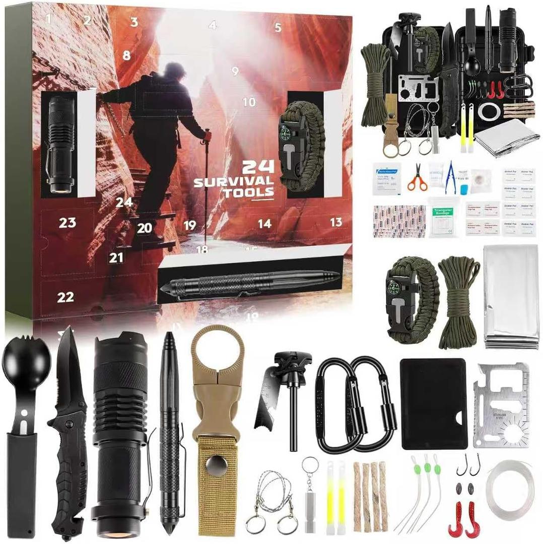 Gifts for Him Her Men Husband Dad Valentines Day - Survival Gear and Equipment 24 in 1, Survival Kits - Cool Fishing Hunting Camping Hiking Anniversary Birthday Gift for Man Teen Boy Boyfriend Women