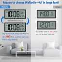 WallarGe 14.5'' Large Digital Wall Clock Battery Operated with Jumbo Numbers, Temperature and Date - Easy to Read and Set, Auto DST