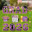 Graduation Decorations 2026 Purple, 11 Pcs Graduation Yard Signs Class of 2026, 15" Large Shimmering Grad Signs for Lawn Garden Pathway, High School College Senior Grad Party Decor Outdoor