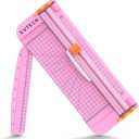 Evteck Paper Cutter 12 Inch Paper Trimmer Slider Crafting Scrapbooking Supplies for A4 Vinyl Photo Cardstock with Security Blade and Foldable Ruler (Pink)