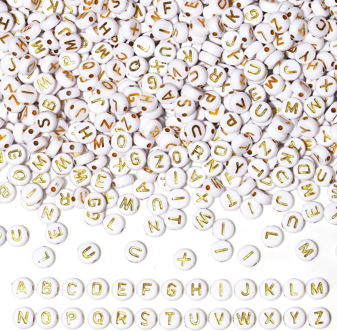 DUQGUHO 3500 Pcs Letter Beads Acrylic Alphabet Beads A-Z White Round 26 Letter Beads for Jewelry Making Bracelets DIY Earring Accessories Crafts Gifts