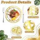 Tinlade 50 Pcs Gold Round Paper Placemats Bulk 12 Inch Gold Laser-Cut Geometric Pattern Charger Placemats for Modern Weddings Dinner New Years Eve Festive Party Birthday Table Decoration