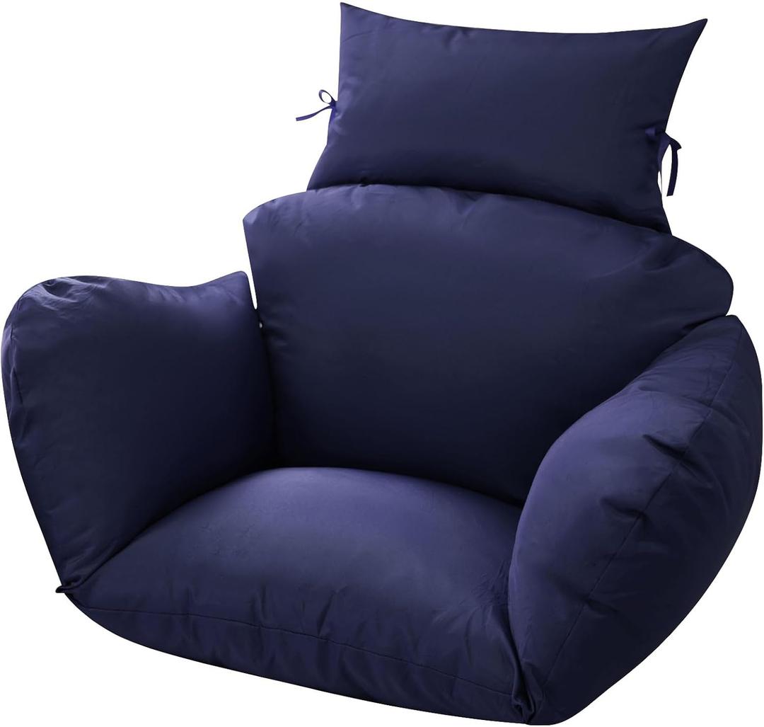 Soft Patio Hanging Egg Chair Cushion Replacement, Blue Thicken Hanging Basket Chair Cushions Indoor Outdoor Egg Chair Cushion 47x31.5x4.7 inch (blue-01)