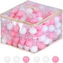 Ball Pit Balls for Toddlers 1-3, 500pcs Crush Proof Plastic Balls for Girls Ball Pit, BPA Free Non-Toxic Play Balls for Baby Pool, Playhouse, Tent, for Dogs & Pets, White, Clear & Pink