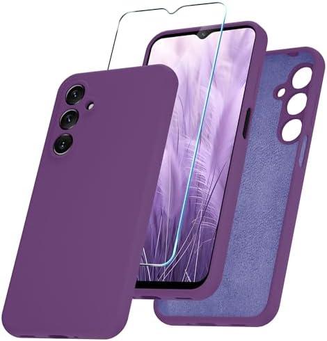 YENAPOON for Samsung Galaxy A16 5G Case, Silicone Phone Case with 1 Screen Protector, Soft Anti-Scratch Microfiber Lining, Full Body Shockproof Slim Cover, Purple