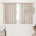 BGment Polyester Curtains 36 Inch Length for Short Window, Rod Pocket Light Filtering Textured Drapes for Bathroom Kitchen Cafe Bedroom Back Tab Lightweight, 2 Panels, 42"W x 36"L (Pack of 2), Dark Linen