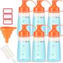 Plastic Condiment Squeeze Bottles for Sauces Wide Mouth - Salad Dressing Bottle Dispenser for Sauce Cooking Oil Ketchup Syrup Liquids Griddle Paint Mustard Resin (6-Pack (orange), 10, ounces)