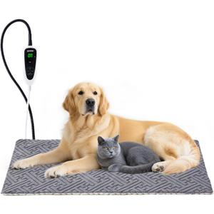 ZOMISIA Large Dog Heating Pad 35x24 Inch - 11 Adjustable Temperature and 25 Timer Options, Heated Dog Bed Indoor Waterproof with Chew-Resistant Cord for Large Dogs