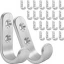 24PCS Silver Zinc Coat Hooks, Wall Mounted, Heavy Duty, Rust Resistant, 24 Hooks, 48 Screws, 25 lbs Weight Capacity
