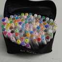 Caliart Markers, 100 Colors Dual Tip Art Markers Sketch Pens Permanent Alcohol Based, with Case for Adult Kids Halloween Drawing Sketching (White Barrel)