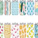 12 Pack Slim Can Cooler Sleeve Insulated Tall Cans 12 Oz Bulk Neoprene Slim Drink Bottle Holder Summer Party Decorations, Blanks for Vinyl Projects Birthday Wedding Favors & Gifts
