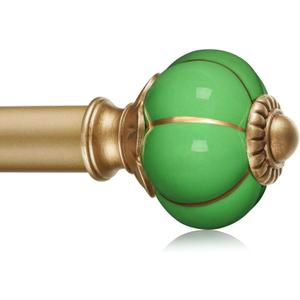 Ceramic Curtain Rods for Windows 48 to 84 Inch,1 Inch Adjustable Telescoping Drapery Rod Heavy Duty Window Treatment Single Curtain Rod Set for Bedroom,Gold Green
