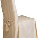 SureFit Home Dcor Duck Solid Long Full Length Dining Room Chair One Piece Slipcover, Relaxed Fit, 100% Cotton, Machine Washable, Natural Color