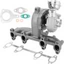 GT1749V Turbocharger with Wastegate Actuator & Gasket Compatible with VW Beetle 1998-2004 Golf 1998-2004 Jetta 1998-2004 TDI L4 1.9L Diesel Engine 713673-0006